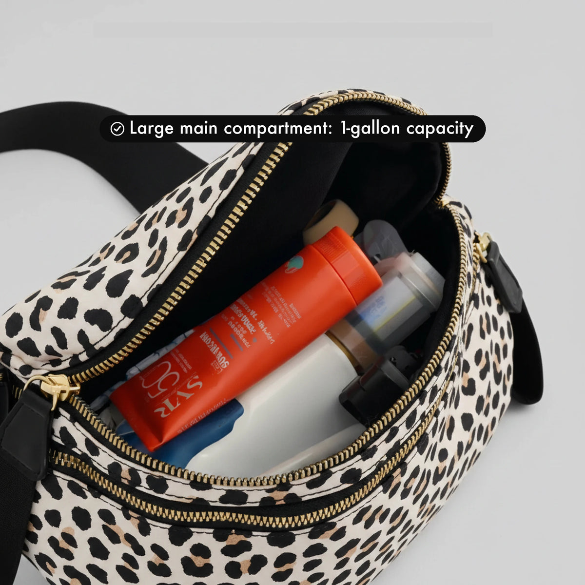 Large main compartment: 1-gallon capacity - Black Leopard interior