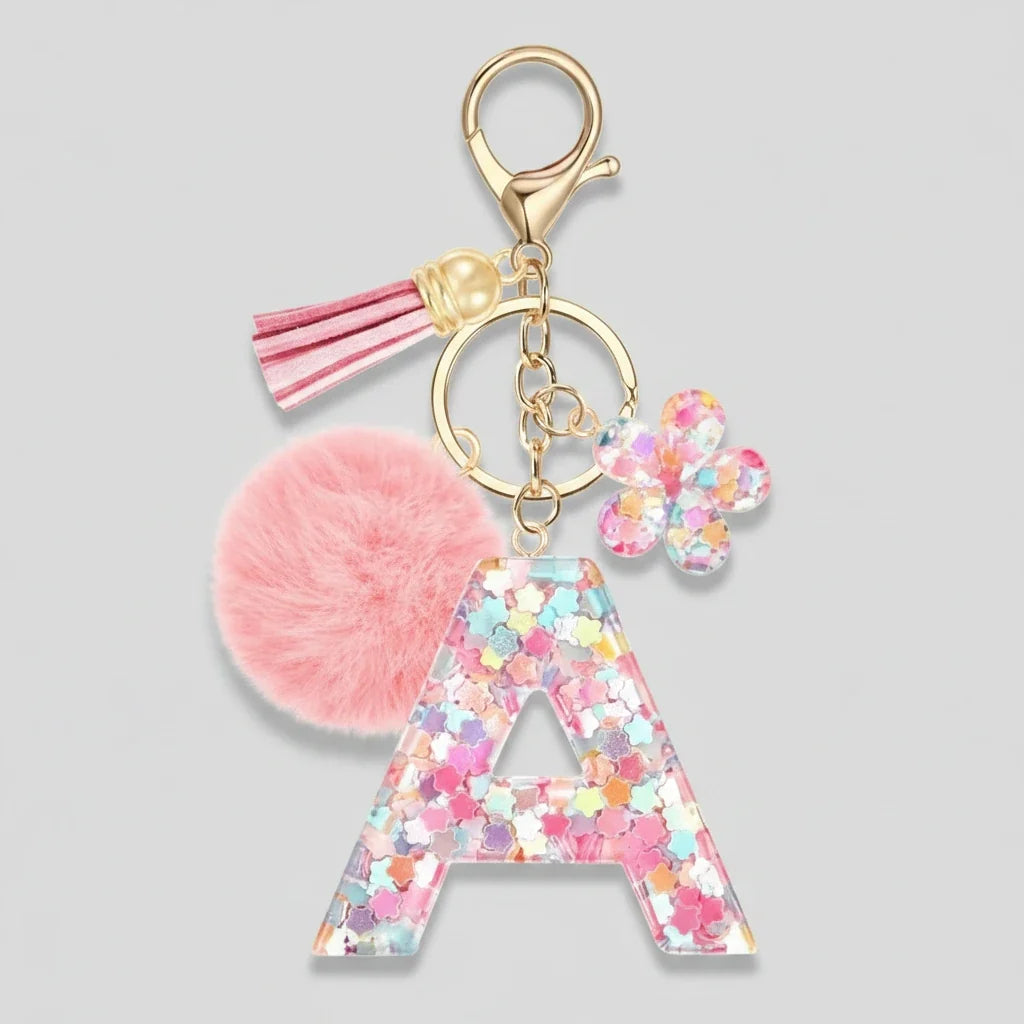 Pink Initial Letter Keychain